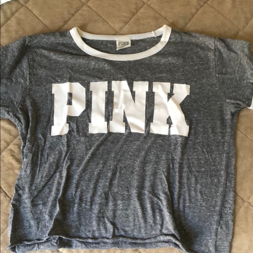 gray and white shirt from pink victoria secret
